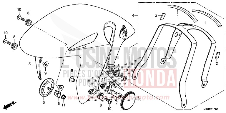 KOTFLUEGEL, VORNE von VFR800X „Crossrunner“ MAT BALLISTIC BLACK METALLIC (NHA86) von 2017